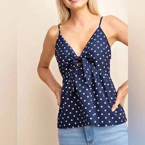 NWT Anthro Gilli Navy Blue Retro Polka Dot Tank Top 3X